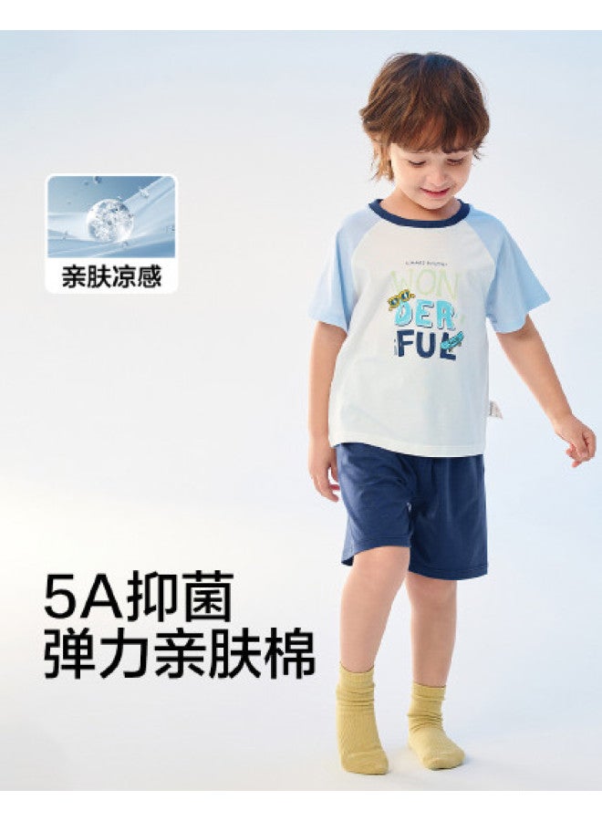 Balabala 5a Antibacterial Cooling Kids Pajama Set - Boys & Girls Summer Homewear, New Air-conditioning Outfit Thin Short Sleeve Set - Image 1