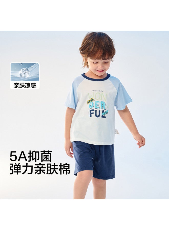 Balabala 5a Antibacterial Cooling Kids Pajama Set - Boys & Girls Summer Homewear, New Air-conditioning Outfit Thin Short Sleeve Set - Image 2