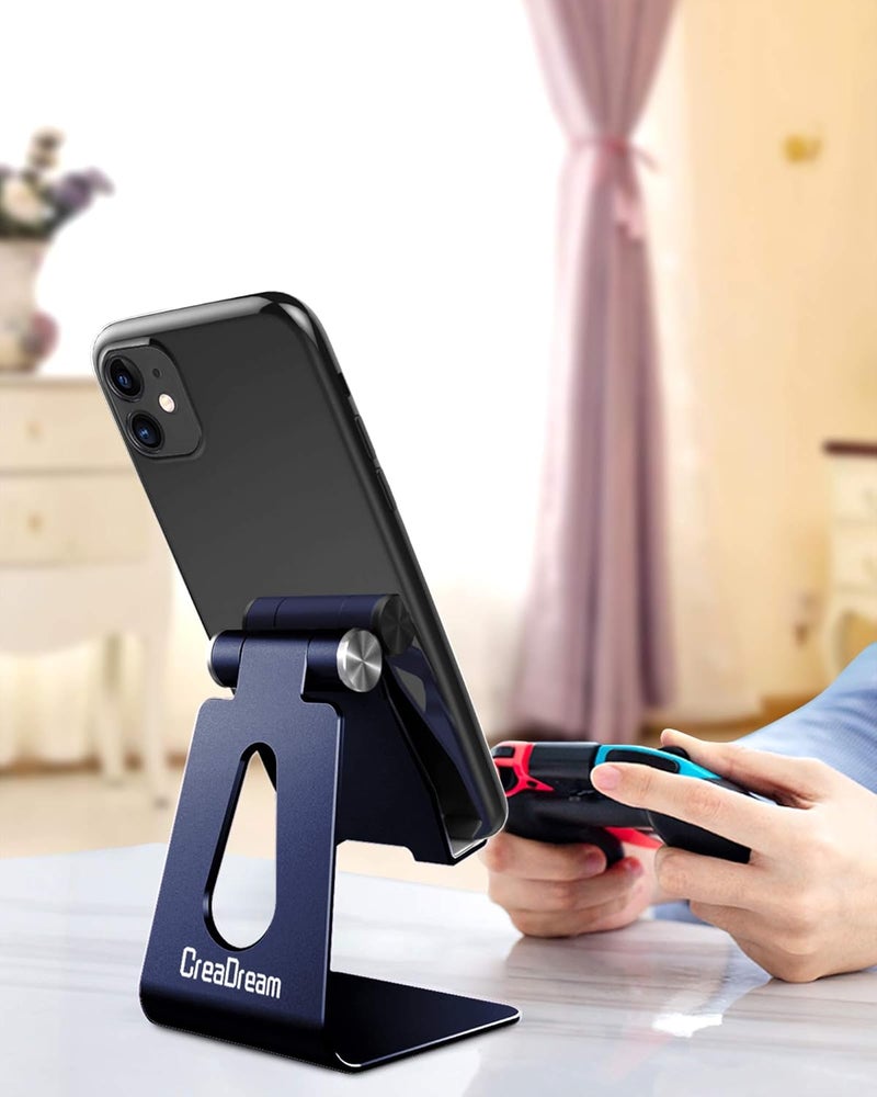 CreaDream Adjustable Cell Phone Stand, Phone Stand, Cradle, Dock, Holder, Aluminum Desktop Stand Compatible With Phone Xs Max Xr 8 7 6 6s Plus SE Charging, Accessories Desk,All Mobile Phones-Navy Blue - Image 4