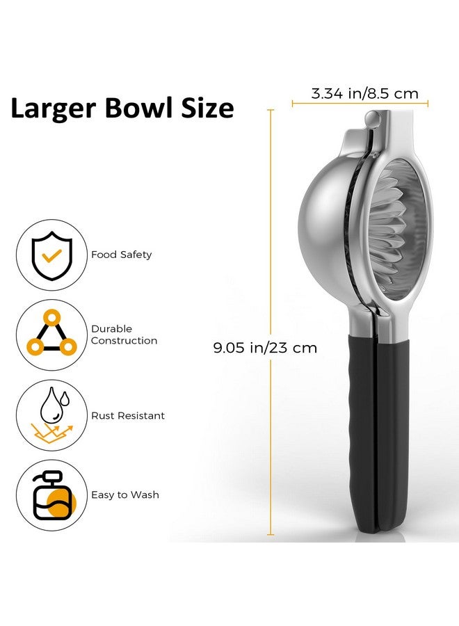 RCMo Stainless Steel Lemon Squeezer - Metal Citrus Juicer - Lime Lemon and Fruit Juicer with Silicone Handles - Large Manual Citrus Press Juicer - Hand Held Squeezer - Ergonomic Design with Solid - Image 1