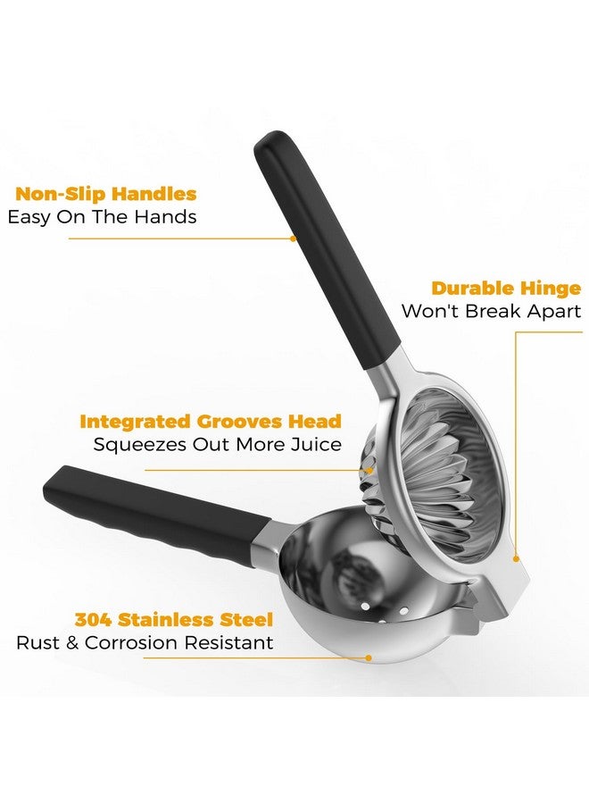 RCMo Stainless Steel Lemon Squeezer - Metal Citrus Juicer - Lime Lemon and Fruit Juicer with Silicone Handles - Large Manual Citrus Press Juicer - Hand Held Squeezer - Ergonomic Design with Solid - Image 2