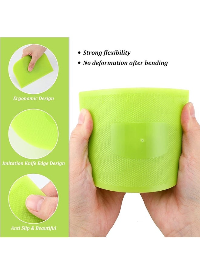 Generic - 3 Pcs Dough Scraper Bowl Scraper, Food Safe Plastic Dough Cutter Flexible Plastic Scraper, Practical Bench Scraper Multipurpose Food Scrappers for Dough Cake (Green+Pink+White) - Image 1