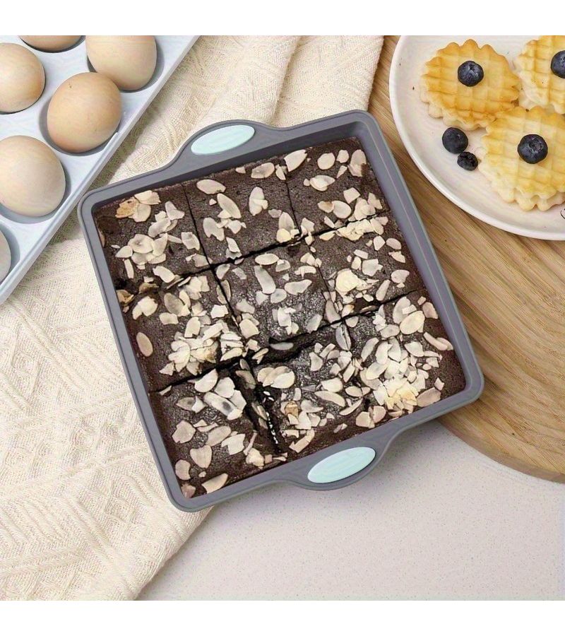 Simple Gray Green Silicone Baking Molds Set Food Grade Nonstick Heat Resistant Bakeware - Image 3