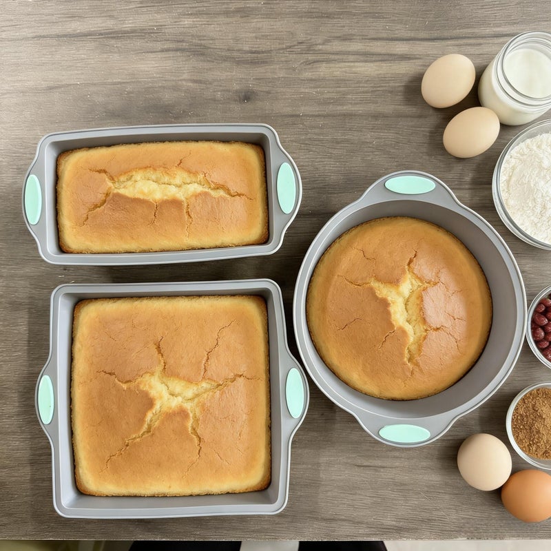 Simple Gray Green Silicone Baking Molds Set Food Grade Nonstick Heat Resistant Bakeware - Image 5