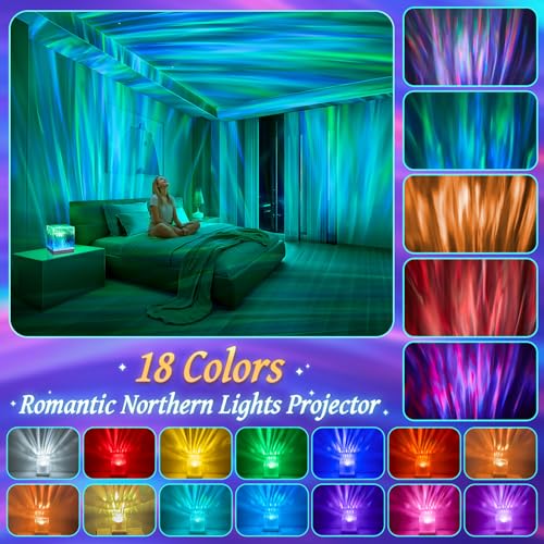 Mubarek Northern Lights Projector Christmas Gifts for Teen Girls,18 Colors Galaxy Projector for Bedroom Galaxy Light Projector,Remote Ambient Lighting Mood Lighting Room Lights,Cool Stuff Room Decor Aesthetic - Image 2