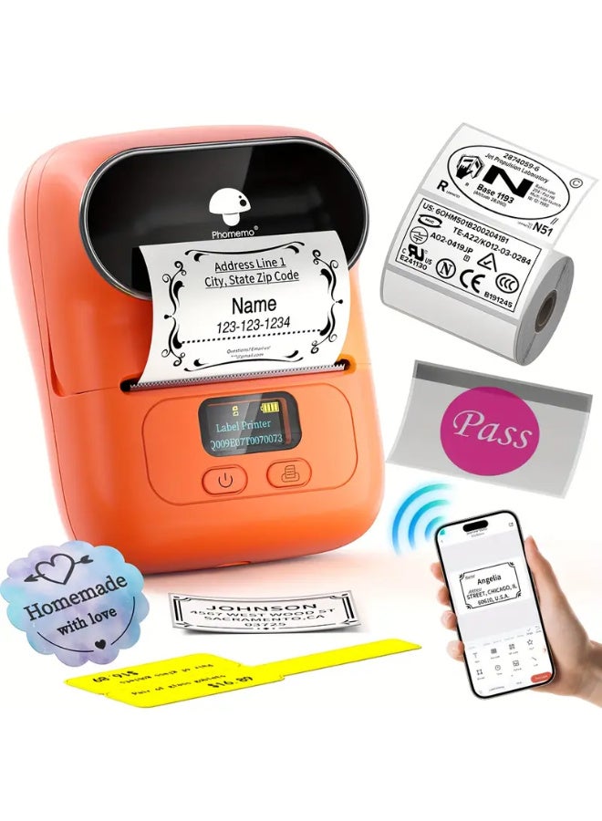 phomemo M110 Portable Thermal Bluetooth Printer, Portable Thermal Printer, Thermal Label Maker Printer Inkless Printing for Labels, Stickers, Images, QR Codes, Compatible with Android & iOS System - Image 1