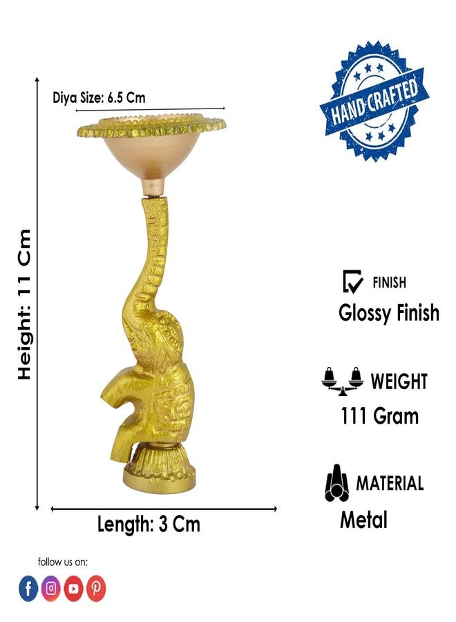 SATVIK STORE ساتفيك، قطعتان من ديا الفيل متعدد الألوان، ديا معدني للطاولة، حامل شموع لاكشمي، ديكور هندي تقليدي لعيد الميلاد، ديكور منزلي، معبد، مكتب، هدية ترحيب بمنزل جديد - Image 3