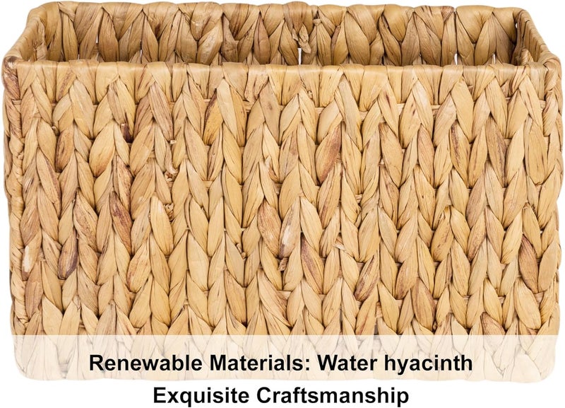 StorageWorks Hand-Woven Magazine Holder, Magazine Wicker Basket for Bathroom, Office, Rattan Magazine Holder, Natural Water Hyacinth, 1 Pack - Image 3