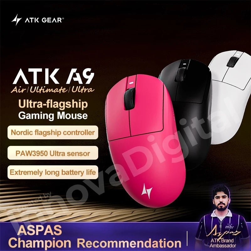 ATK Dragonfly A9 Ultimate/A9 Air/A9 Ultra Wireless Gaming Mouse, PAW3950 Ultra, Lightweight Ergonomic, for FPS PC - Image 2