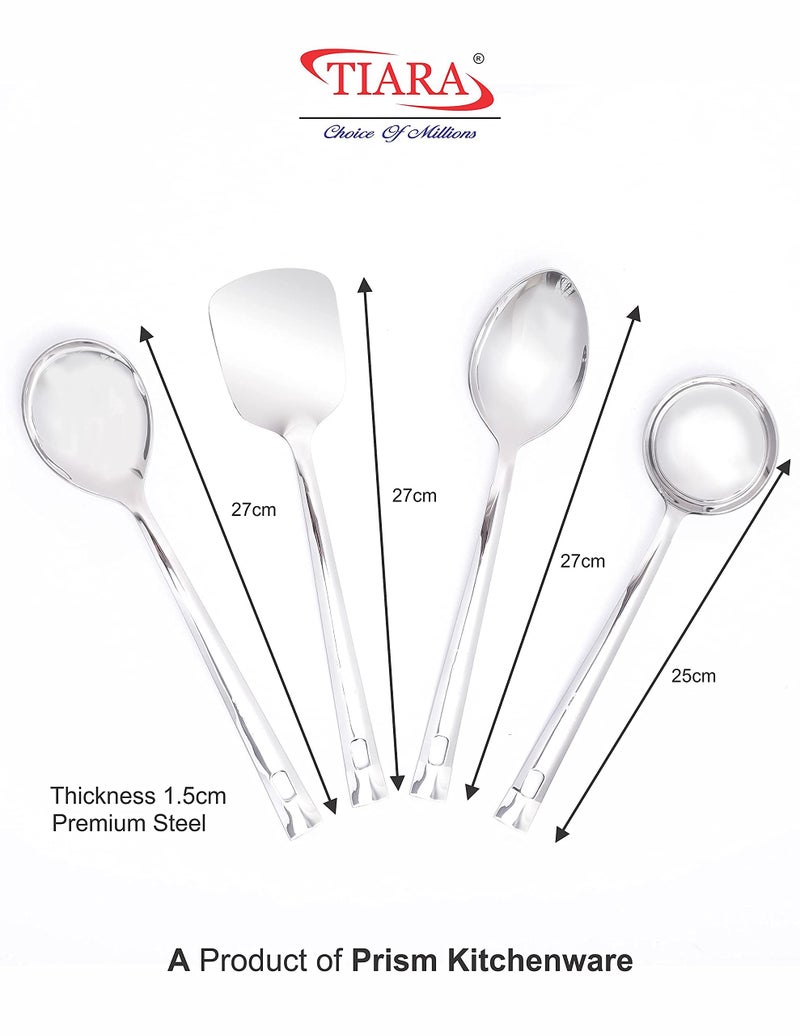 TIARA - NOVA Stainless Steel Serving Spoon Combo Ladle Turner Oval Round -4 Pc Set - Image 2