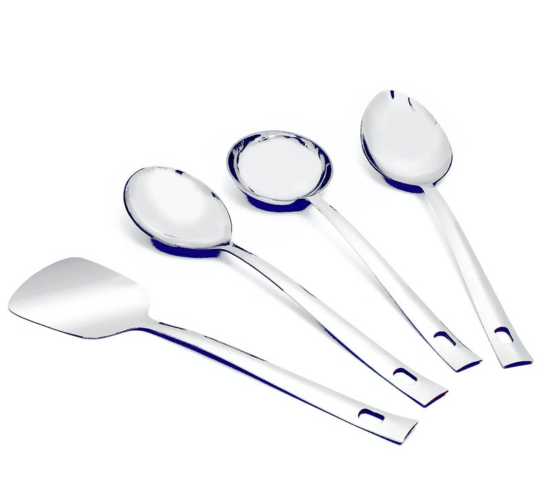 TIARA - NOVA Stainless Steel Serving Spoon Combo Ladle Turner Oval Round -4 Pc Set - Image 1