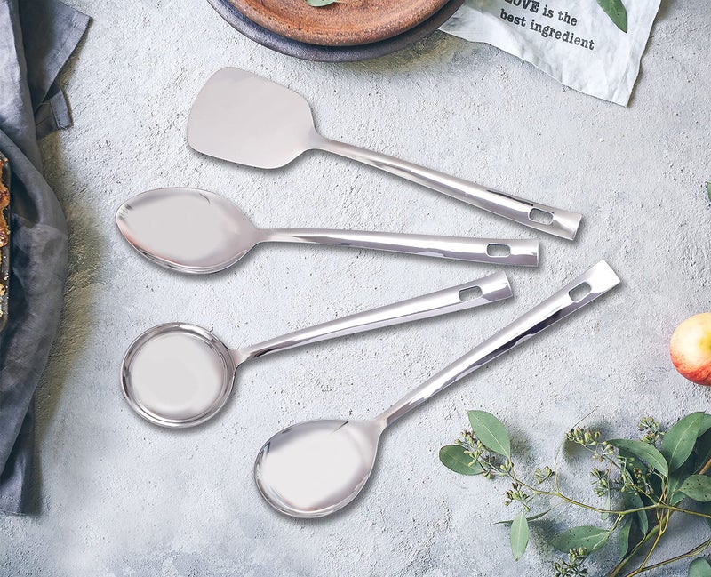TIARA - NOVA Stainless Steel Serving Spoon Combo Ladle Turner Oval Round -4 Pc Set - Image 3