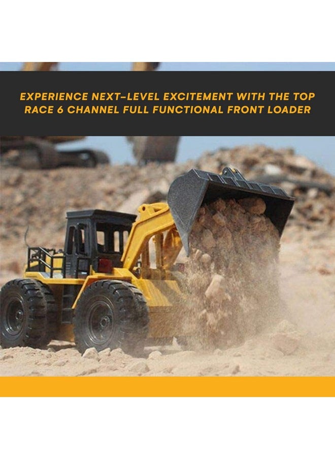 Top Race Top Race 6 Channel Full Functional Front Loader RC Remote Control Construction Toy Tractor Lights and Sounds 2.4Ghz Remote Control Tractor Toys Remote Control Bulldozer RC Construction Vehicles Boy  - Image 5