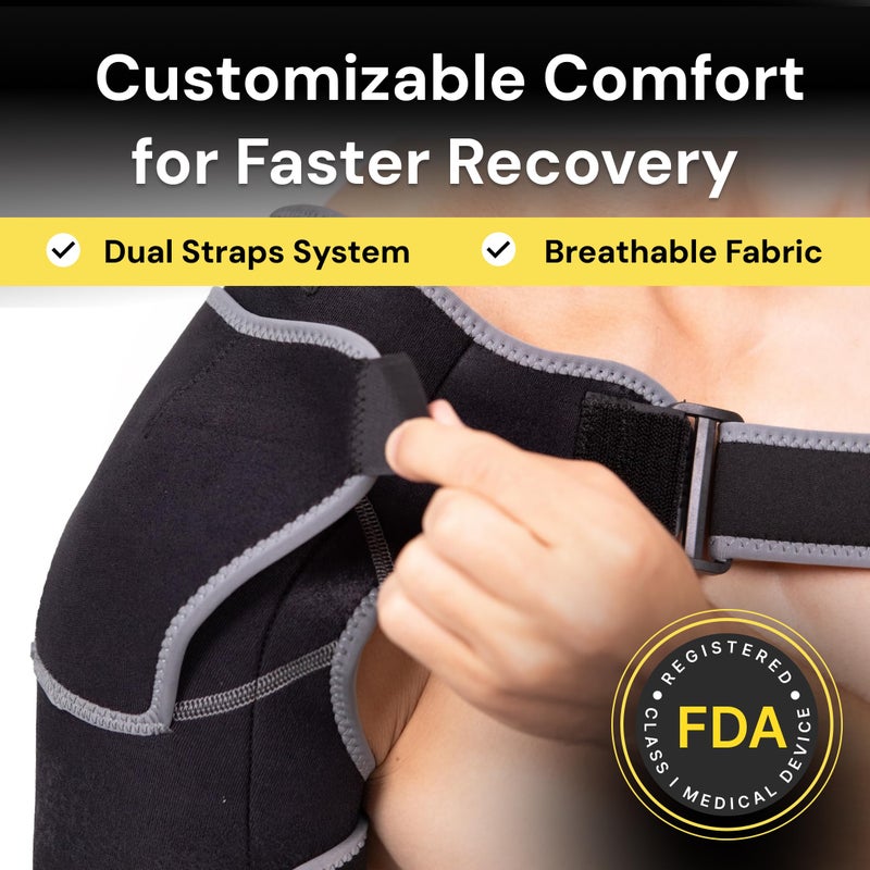 BraceUP Shoulder Brace with Adjustable Support and Ice Pad Pocket for Pain Relief, Rotator Cuff Recovery, and Injury Prevention - Ideal for Men and Women, One Size Fits Most - Image 3