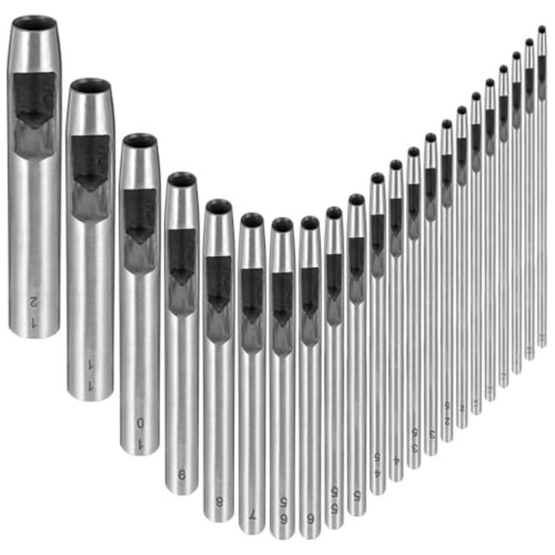 Heavy Duty Leather Hole Punch Tool Set, 22pcs Round Hole Punches 0.5-12mm for Leather, Belts, Watch Bands, Canvas, Paper, Plastic Crafts, Professional Leatherworking Kit - Image 1