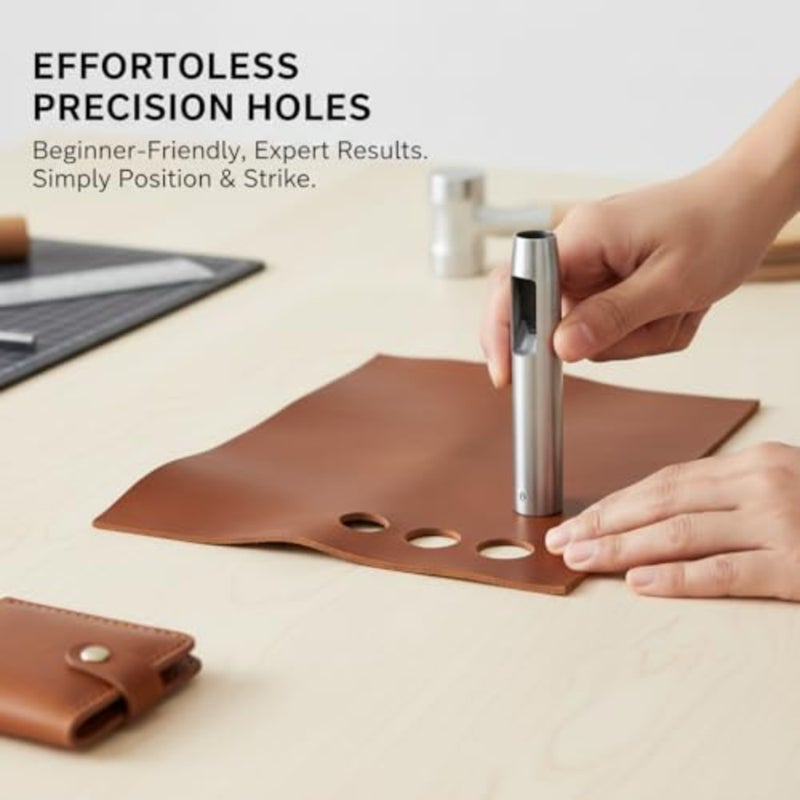 Heavy Duty Leather Hole Punch Tool Set, 22pcs Round Hole Punches 0.5-12mm for Leather, Belts, Watch Bands, Canvas, Paper, Plastic Crafts, Professional Leatherworking Kit - Image 4