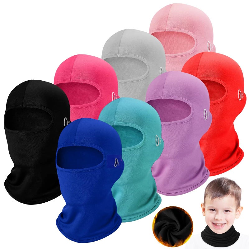 Halfchet 8 Pcs 8 Pcs Winter Balaclava for Kid with Reflective Stripe Windproof Ski Mask Neck Gaiters for Kids 5-12 Boy Girl Cold Weather (Multicolor) (Multicolor) - Image 1