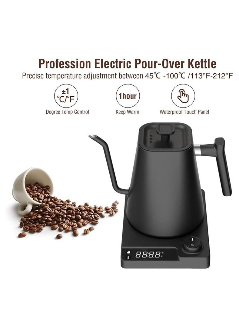 Electric Gooseneck Kettle,Pour Over Kettle for Coffee Tea Brewing,Electric Temperature Control Gooseneck Kettle, 1200W,1L, Matte Black - Image 3