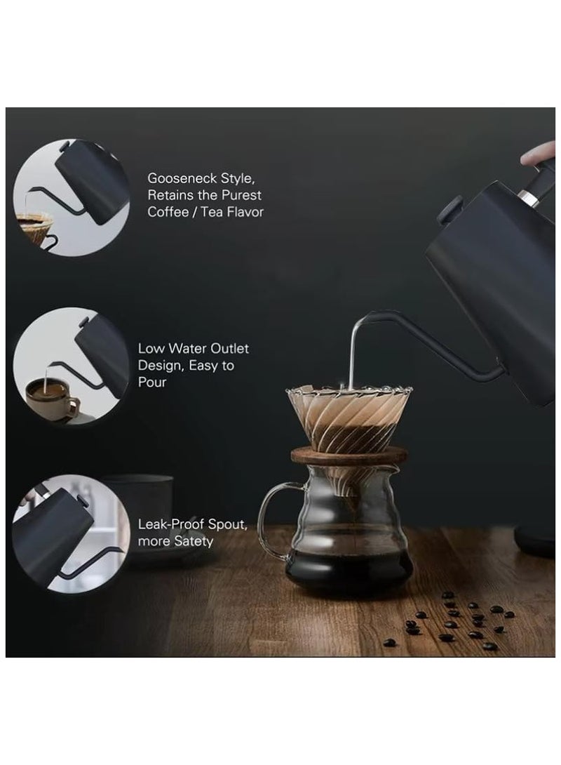 Electric Gooseneck Kettle,Pour Over Kettle for Coffee Tea Brewing,Electric Temperature Control Gooseneck Kettle, 1200W,1L, Matte Black - Image 4