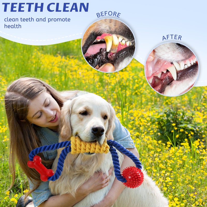 Aitmexcn Interactive Dog Rope Toys Tug of War, Tough Dog Toys for Large, Medium & Small Dogs, 100% Cotton Chew Toys for Boredom, Pull Ball Rope Teeth Cleaning - Image 5