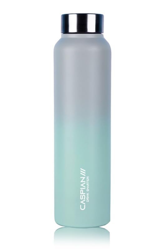 CASPIAN /// Astra ISI Certified Stainless Steel Water Bottle 1 ltr. (Grey & Green 1 Litre) |Leak Proof Thunder for Fridge Home Office Travel School Kids Boys Girls Adults Sports Gym Yoga Gift|BPA Free - Image 1