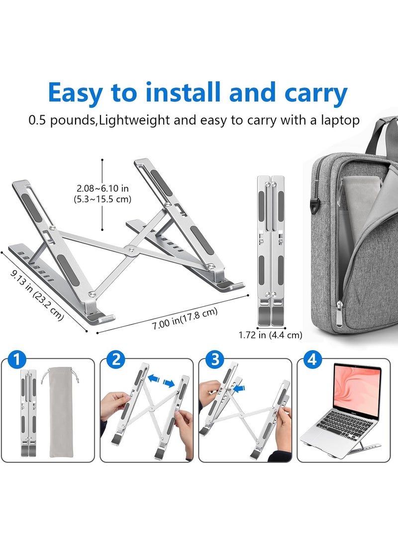 طلال حامل كمبيوتر محمول مكتبي، حامل ماك بوك معدني من الألومنيوم، رافع كمبيوتر مكتبي، حامل كمبيوتر محمول قابل للطي والتعديل، متوافق مع أجهزة الكمبيوتر المحمولة من 10 إلى 15.6 بوصة، وأجهزة آيباد - Image 2