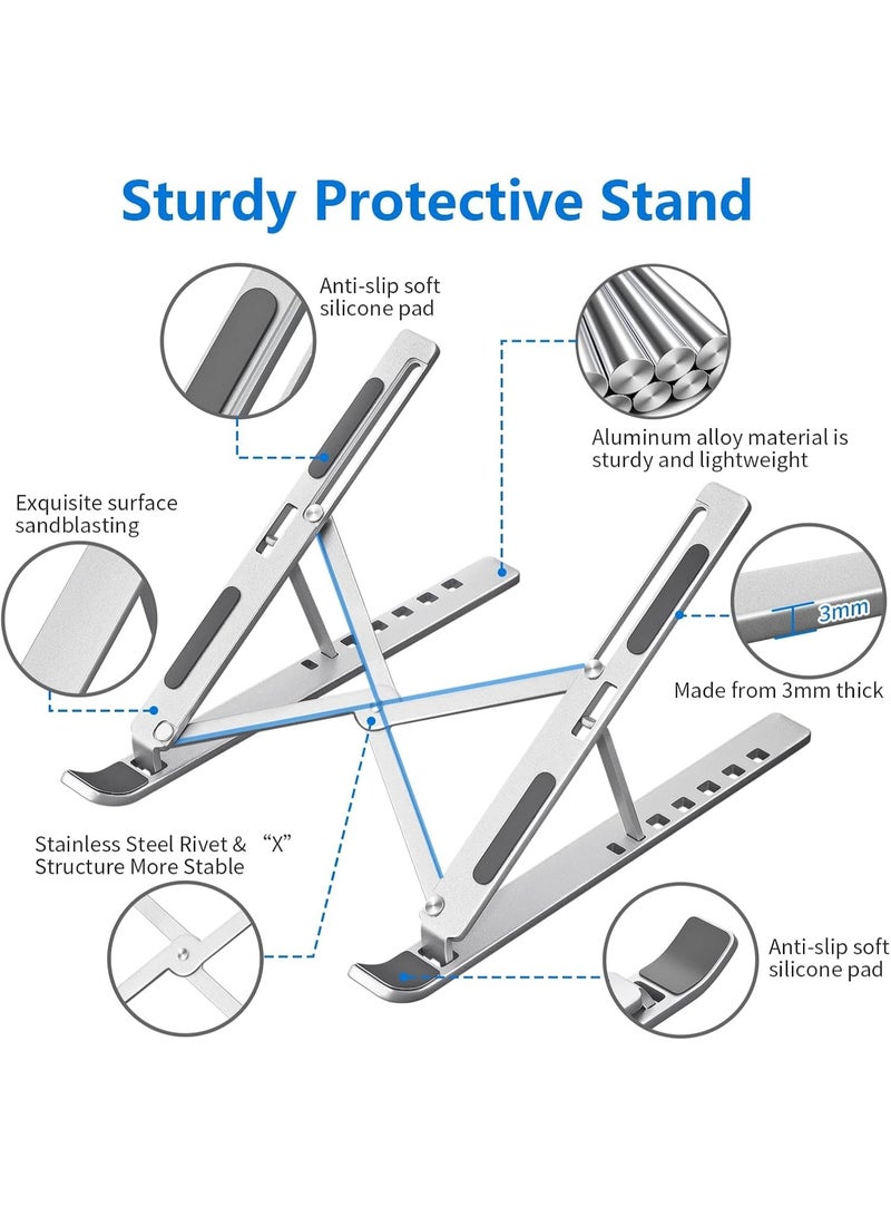 طلال حامل كمبيوتر محمول مكتبي، حامل ماك بوك معدني من الألومنيوم، رافع كمبيوتر مكتبي، حامل كمبيوتر محمول قابل للطي والتعديل، متوافق مع أجهزة الكمبيوتر المحمولة من 10 إلى 15.6 بوصة، وأجهزة آيباد - Image 5