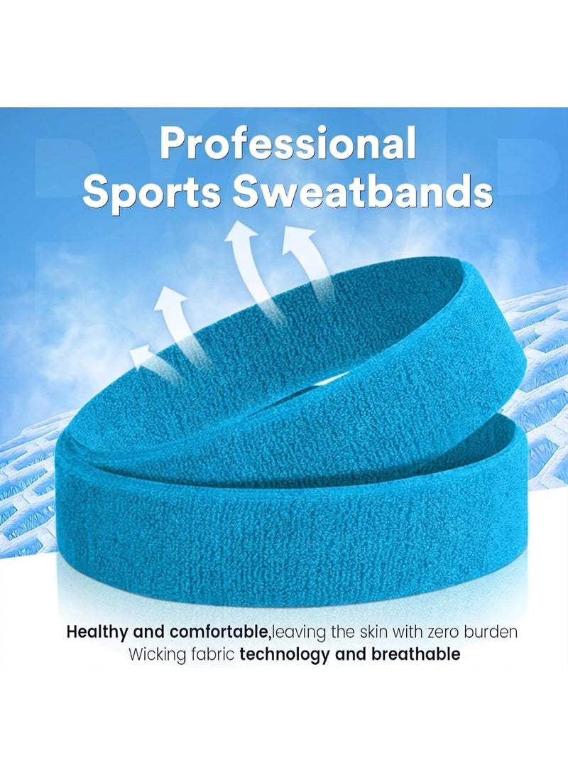 TEMPO 3 Pcs Headbands, Stretchy Non Slip - Sweatbands Sports Hairband for Men & Women, Moisture Wicking Athletic Cotton Terry Cloth, Summer Head band for Yoga, Workout, Running, Tennis, Basketball - Cycling Fashion Hair Accessories - Image 3