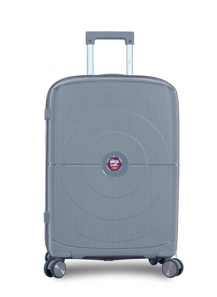 MNUK PREMIO Set of 3 Luggage| Polypropylene (PP) Hardside Luggage Trolley|Double 360° 4 Wheeler| Cabin-20 Inch, Medium- 24 Inch, Large-28 Inch|Grey - Image 3
