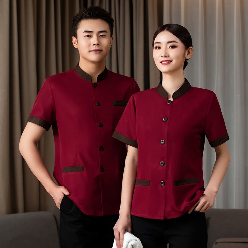 Cleaning Work Clothes Summer Property Cleaning Clothes Short Sleeve suit Hotel Cleaner Auntie Cleaner Work Clothes Female women's gray - Image 5