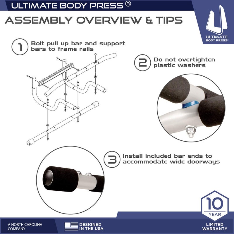 Ultimate Body Press XL Doorway Pull Up Bar with Elevated Bar & Adjustable Width - Image 4