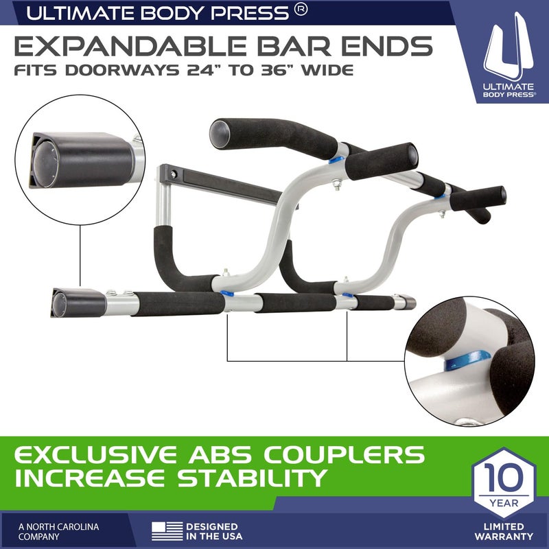 Ultimate Body Press XL Doorway Pull Up Bar with Elevated Bar & Adjustable Width - Image 3