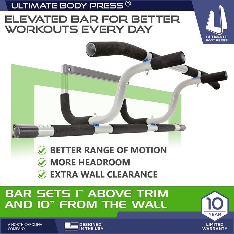 Ultimate Body Press XL Doorway Pull Up Bar with Elevated Bar & Adjustable Width - Image 2