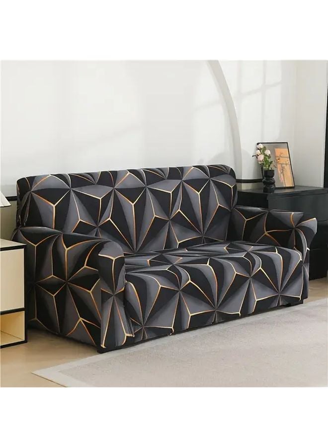 غطاء أريكة قابل للتمدد بتصميم هندسي بالأبيض والأسود والرمادي، مقعد فردي ناعم قابل للتنفس وصديق للحيوانات الأليفة - Image 3