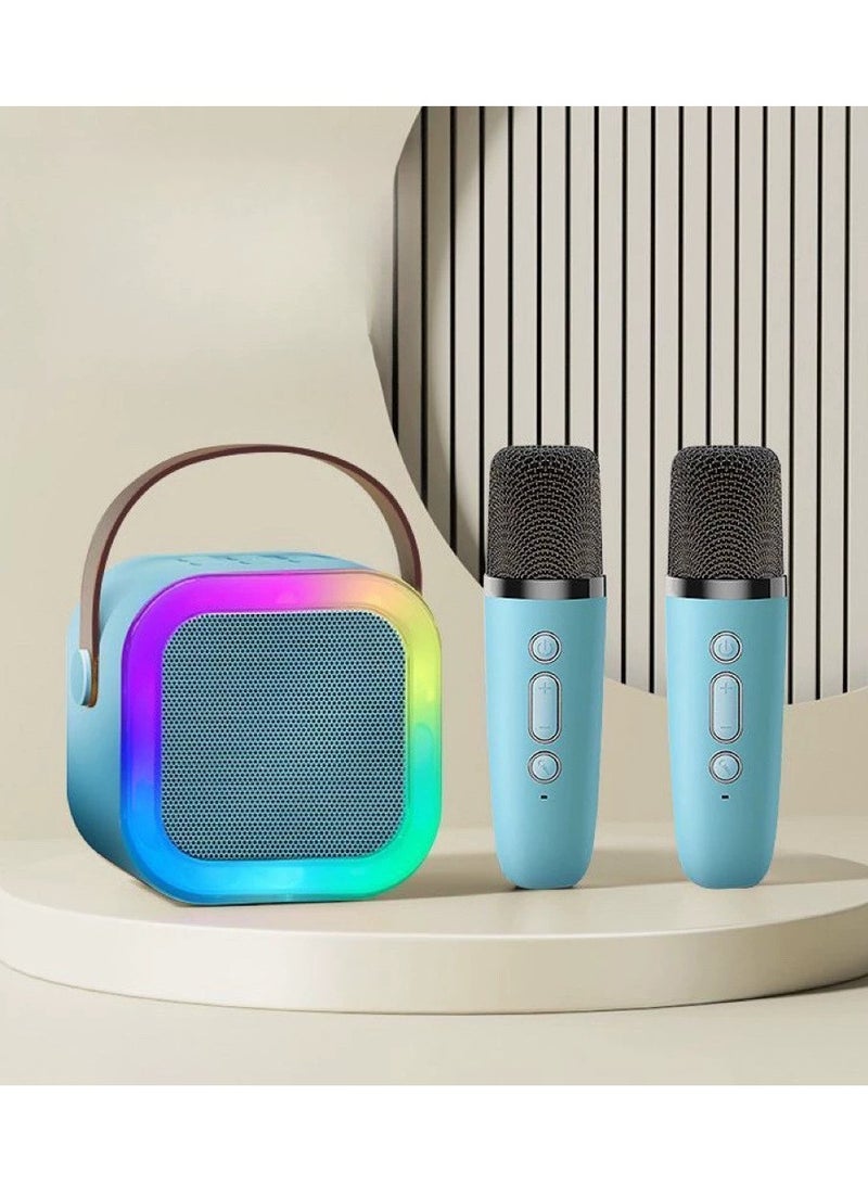 Beauenty New K12 Speaker with Mic LED Color Lights Family Singing Wireless Portable Bluetooth with Microphone Blue Speaker - Image 1