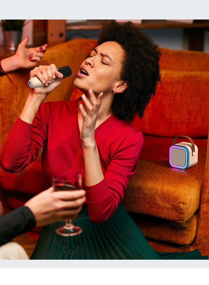 Beauenty New K12 Speaker with Mic LED Color Lights Family Singing Wireless Portable Bluetooth with Microphone Blue Speaker - Image 4