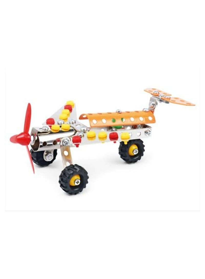 ميكانو معدن - ميكانو ميتال 102 قطعة طيارة  لعبة 3D للأطفال +8 | لعبة ميكانو حديد، ميكانو ميتل، ميكانو روبوت، ميكانو اطفال، تركيب ألعاب ذكاء وتعليم اس تي اي ام للكبار والصغار - Image 1