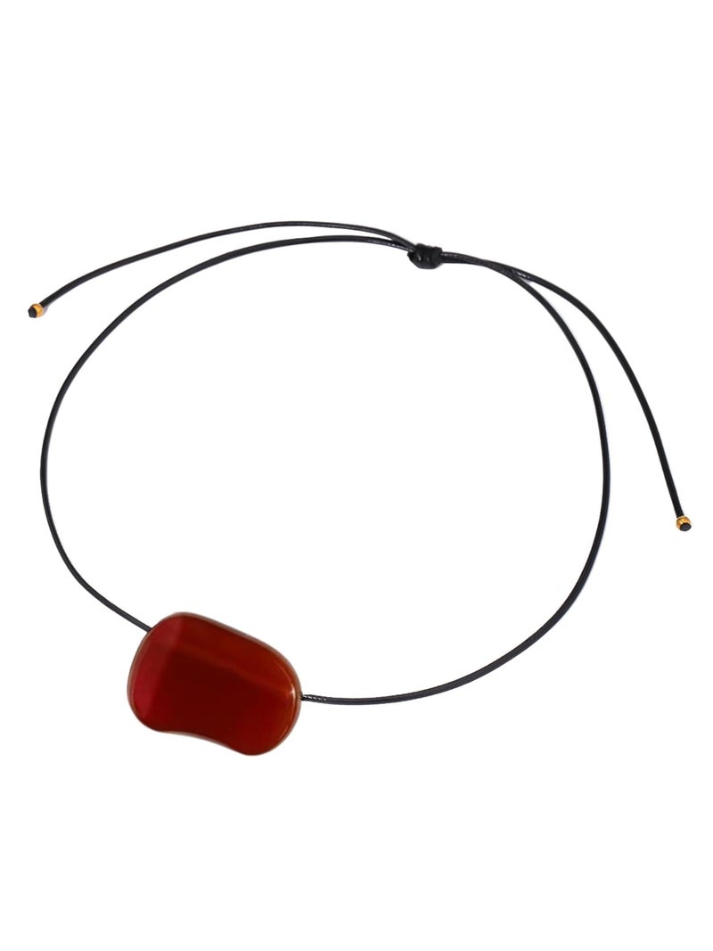 House Of Hunter Adjustable Red Stone Pebble Necklace Statement Everyday Wear - Image 2