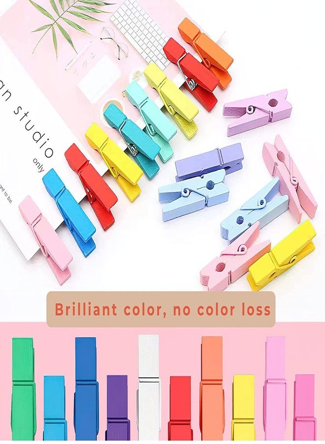Just Flowers 4.5 CM Long 100 Pcs Colorful Wooden Clothespins, Wooden Photo Clips for Hanging Photos, Pictures, Crafts, Laundry, Decoration - Image 2