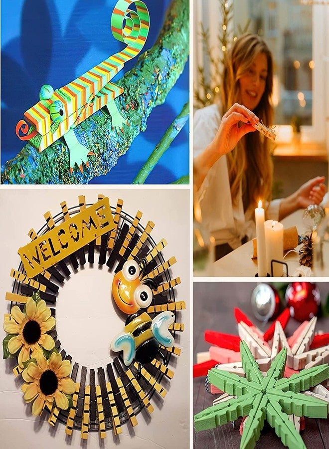Just Flowers 4.5 CM Long 100 Pcs Colorful Wooden Clothespins, Wooden Photo Clips for Hanging Photos, Pictures, Crafts, Laundry, Decoration - Image 3