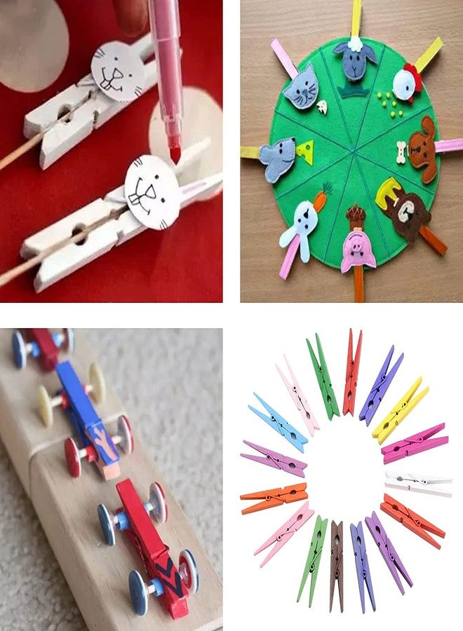 Just Flowers 4.5 CM Long 100 Pcs Colorful Wooden Clothespins, Wooden Photo Clips for Hanging Photos, Pictures, Crafts, Laundry, Decoration - Image 5