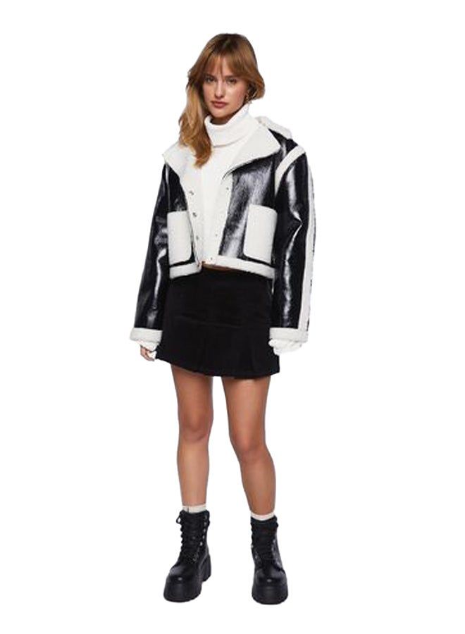 FOREVER 21 Faux Shearling-Trim Button-Front Jacket - Image 4