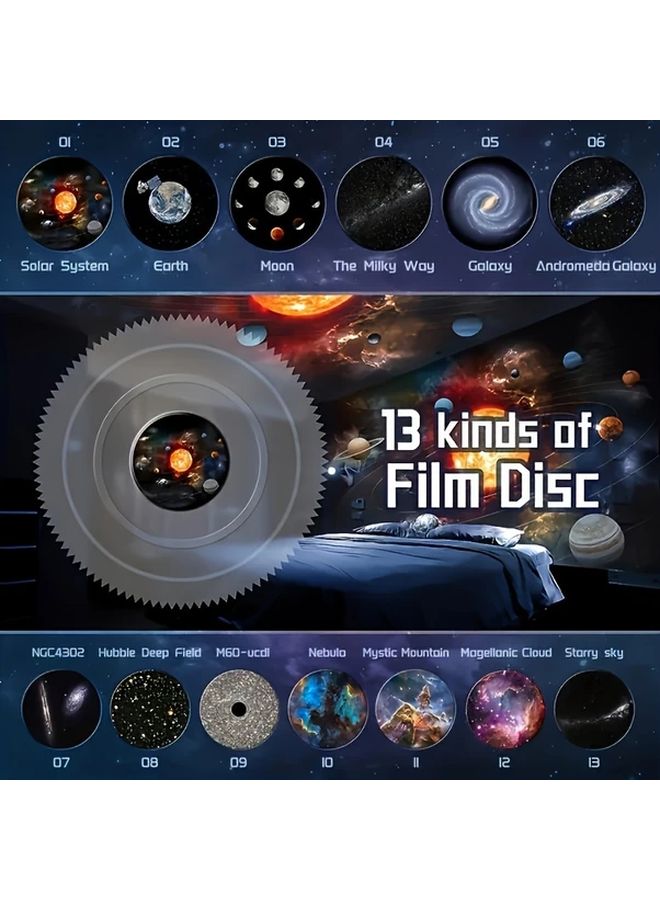 White Galaxy Projector Starlight Lamp with 13 Film Discs Dimmable LED Night Light for Bedroom Party Game Room - Image 4