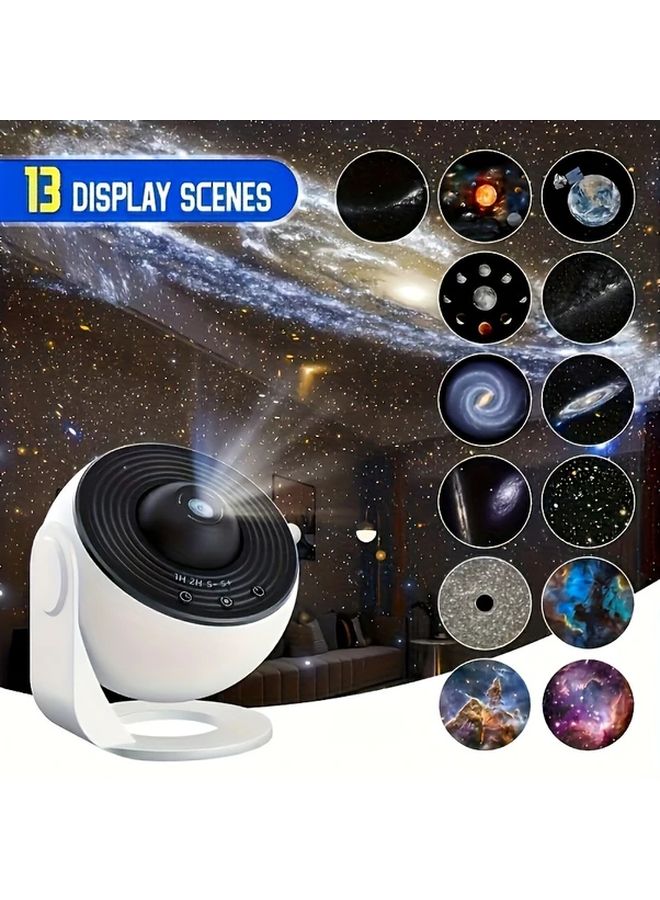 White Galaxy Projector Starlight Lamp with 13 Film Discs Dimmable LED Night Light for Bedroom Party Game Room - Image 1