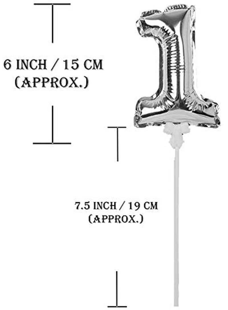 Amfin 16 Number Foil Balloon Cake Topper Wedding Decor Party Kids Birthday Anniversary Cake Flags Supplies - (Silver) - Image 2