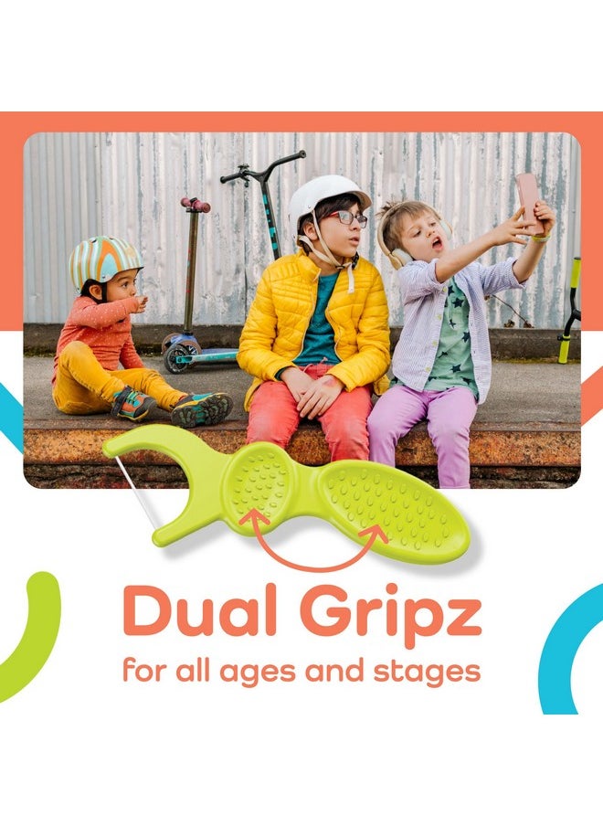Plackers - Kids Dual Gripz Floss Picks With Double Grip Handle Wild Berry Flavor Colorful Floss Picks For Kids Of All Ages 75 Count (Pack Of 4) - Image 1