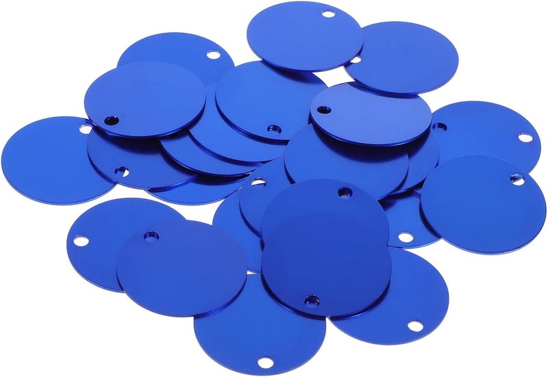 Kichvoe 25pcs Round Aluminum Pet Name Tags with Hole 35mm Blank Dog Tags for Engraving DIY Stamping Blue Id Labels for Cat and Dog Collars - Image 1