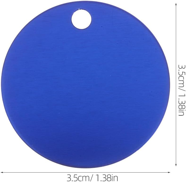 Kichvoe 25pcs Round Aluminum Pet Name Tags with Hole 35mm Blank Dog Tags for Engraving DIY Stamping Blue Id Labels for Cat and Dog Collars - Image 2