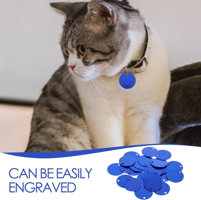 Kichvoe 25pcs Round Aluminum Pet Name Tags with Hole 35mm Blank Dog Tags for Engraving DIY Stamping Blue Id Labels for Cat and Dog Collars - Image 3