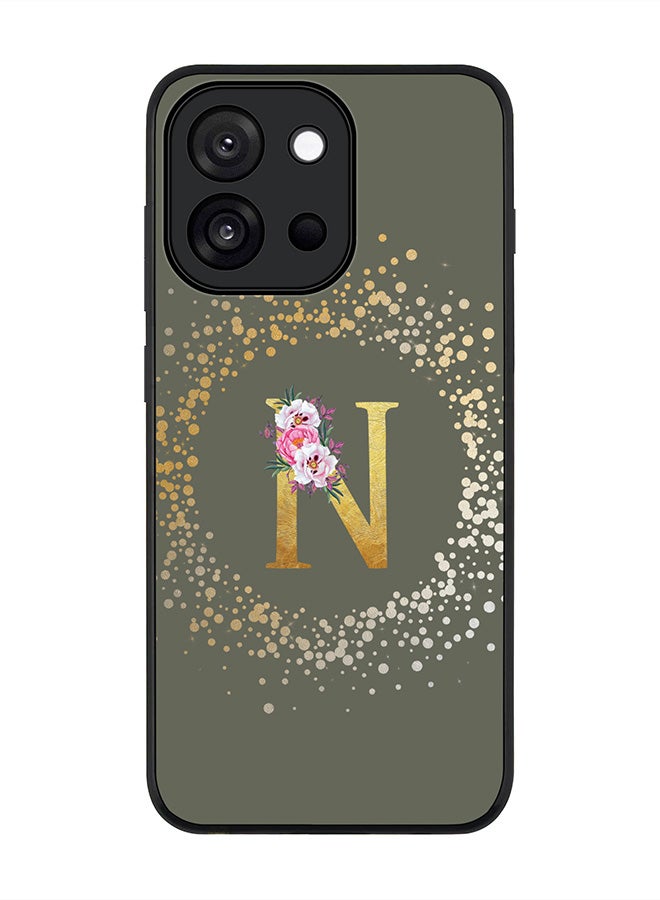 Stylizedd For OnePlus 13s / 13T Case,Slim fit Camera Protection, Shockproof Thin Phone cover  - Custom Monogram Floral - N  (Olive Green ) - Image 1